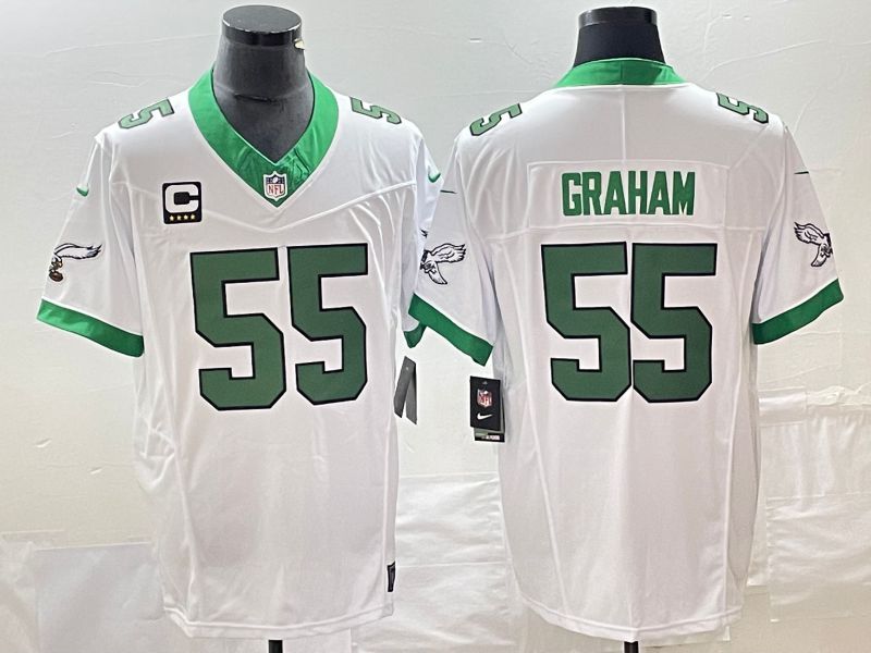 Men Philadelphia Eagles #55 Graham White Nike Throwback Vapor Limited NFL Jerseys